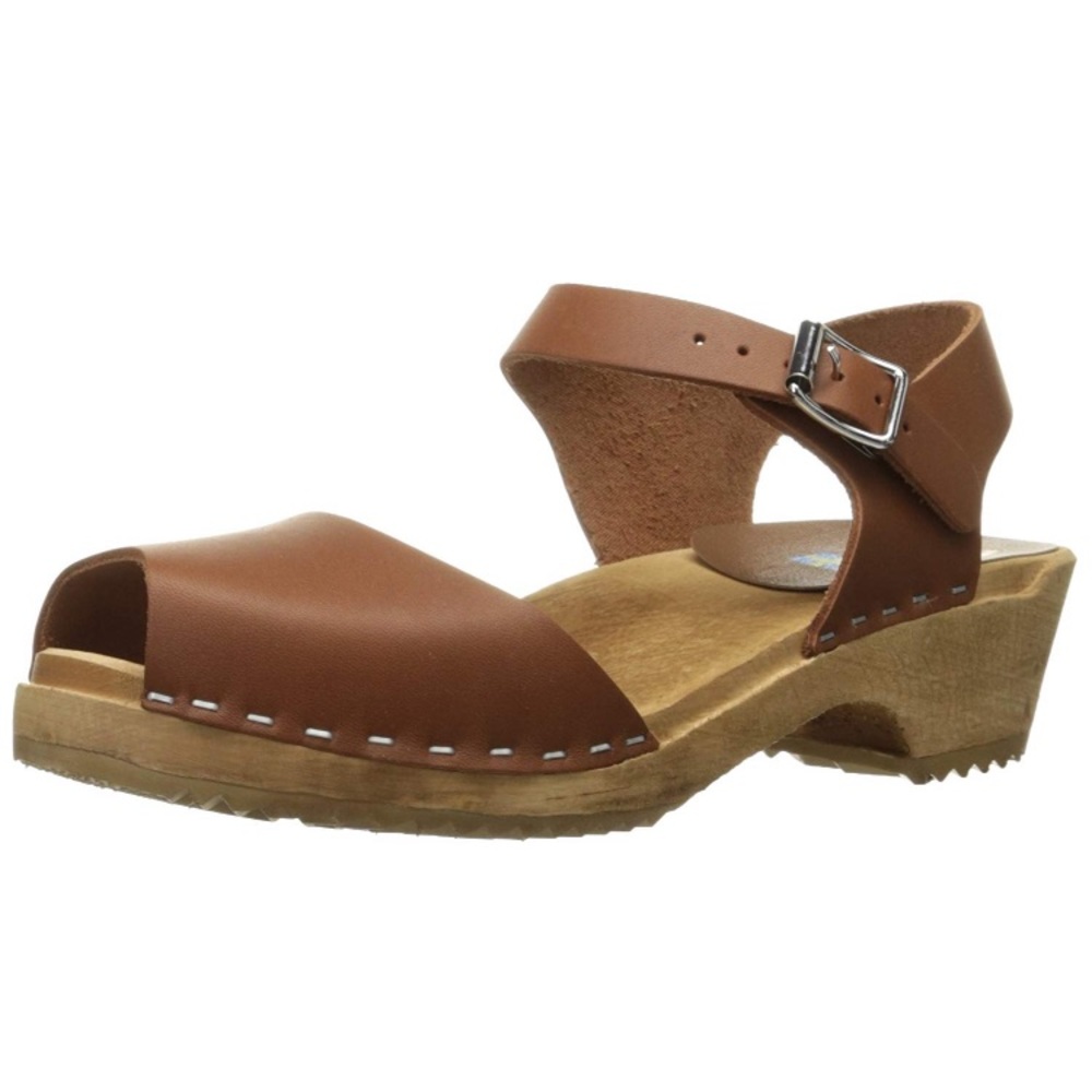 Mia Anja Leather Peep Toe Clogs